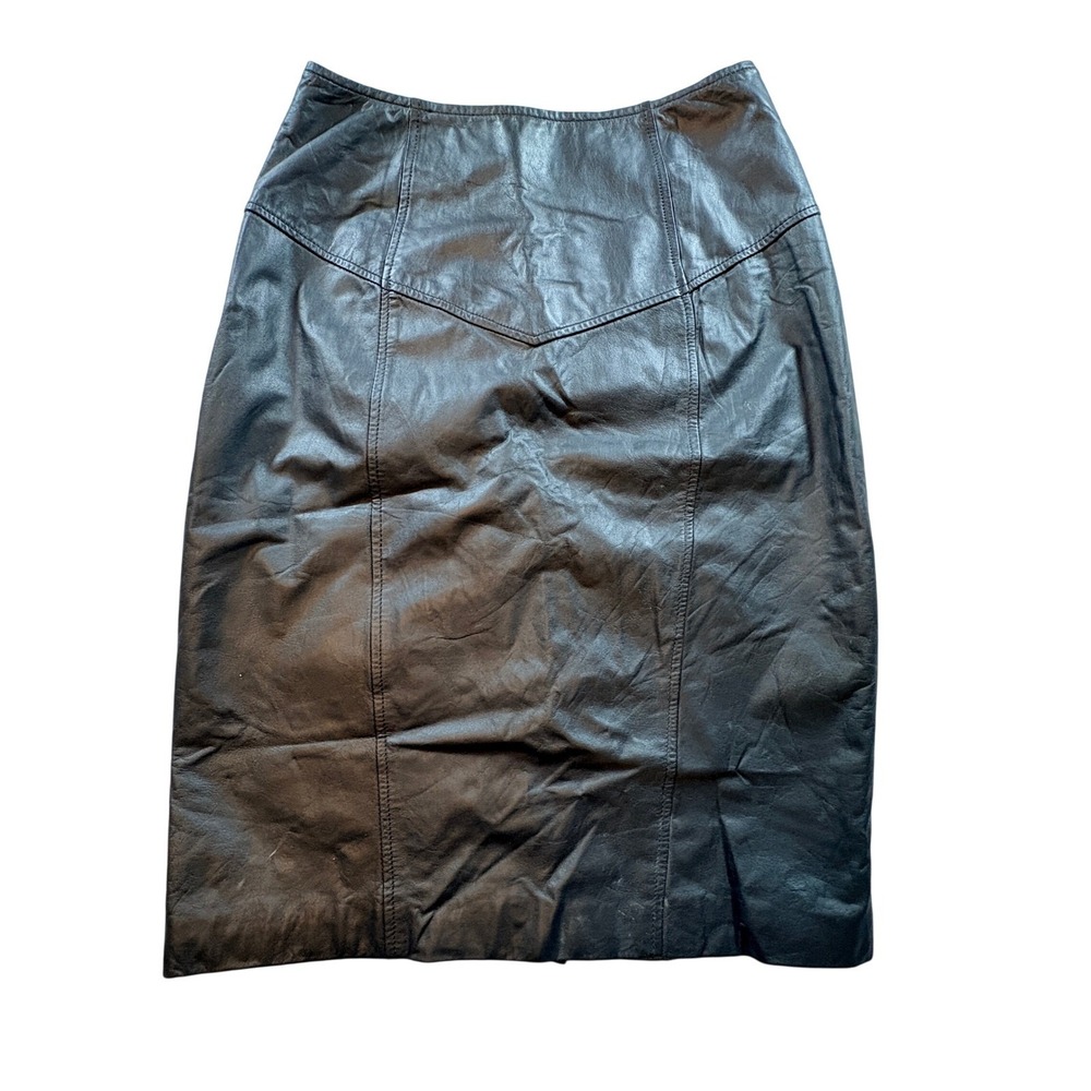 Pelle Cuir Leather‎ Pencil Skirt Womens 28 Waist Black Vintage Yoke High Waisted
